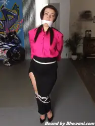 Photo of Amy in bondage.