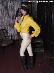 Photo of Jen Bailey in bondage.