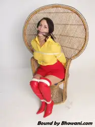 Photo of Olivia in bondage.