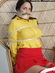 Photo of Olivia in bondage.