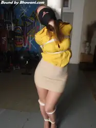 Photo of Rachel Adams in bondage.