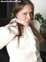Photo of Rachel Adams in bondage.